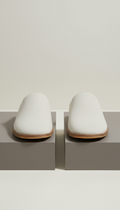 Matte off-white suede slippers