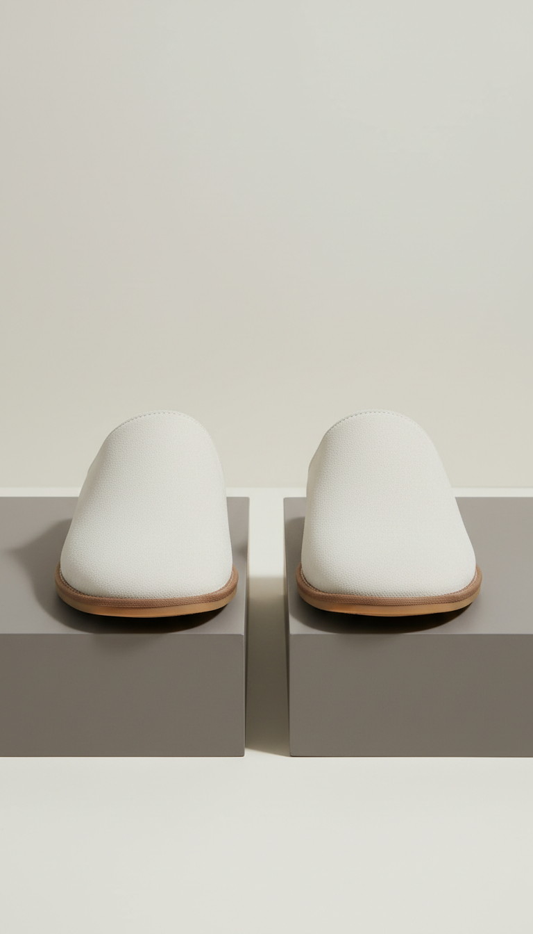 Matte off-white suede slippers