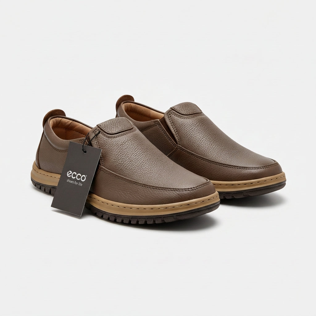 ECCO Men's Genuine Leather Slip-On Comfort Loafers