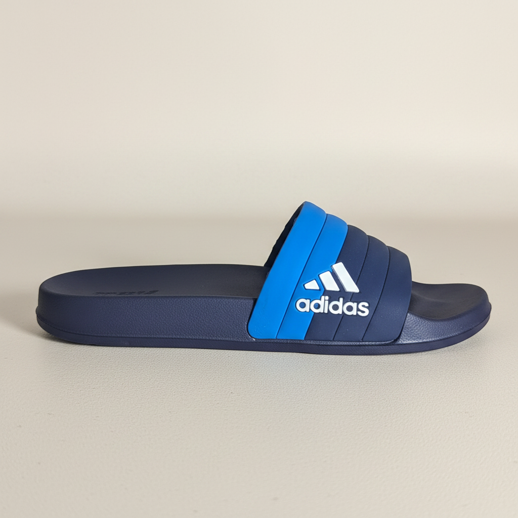 Omega Evr | Adidas Navy & Royal Stripe Slide Slippers