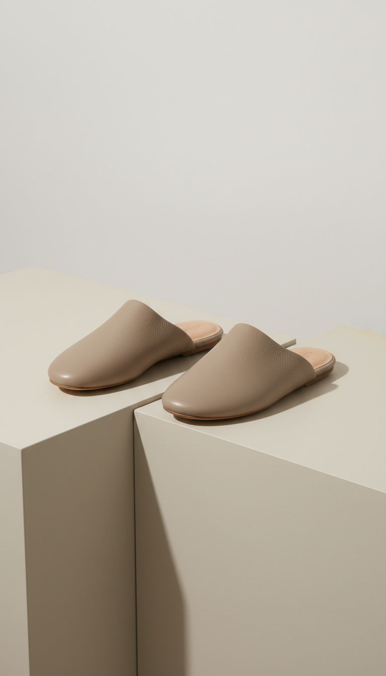 Ash taupe leather slippers