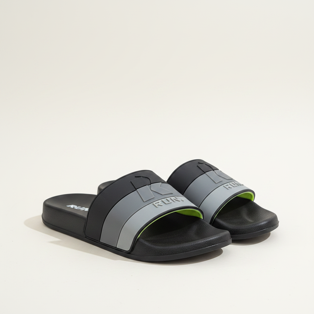RUN. Slide Sandals - Black/Grey