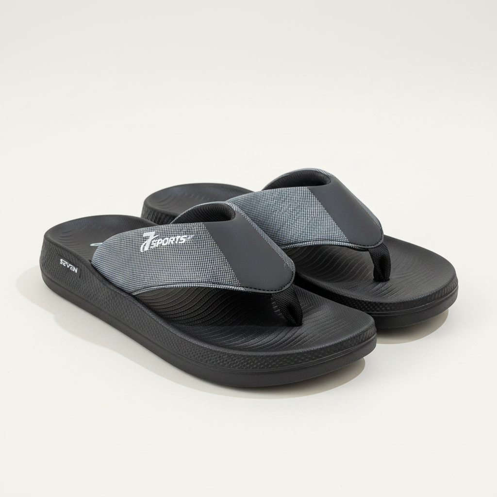 7Sports SEVEN Flip Flops - Black/Grey