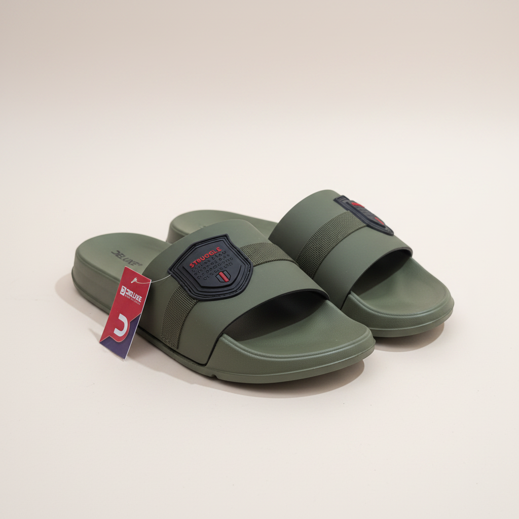 Deluxe Struggle Slide Sandals - Olive Green