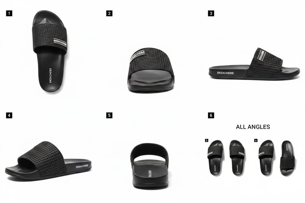 Skeachers Black Slide Sandals