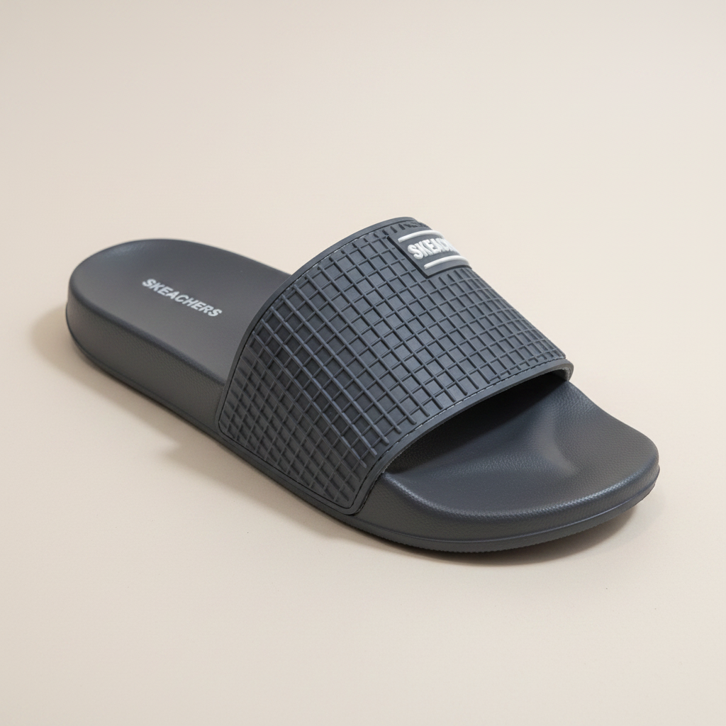 Skeachers Grey Slide Sandals