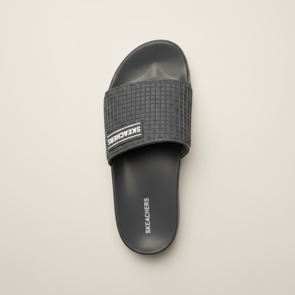 Skeachers Grey Slide Sandals