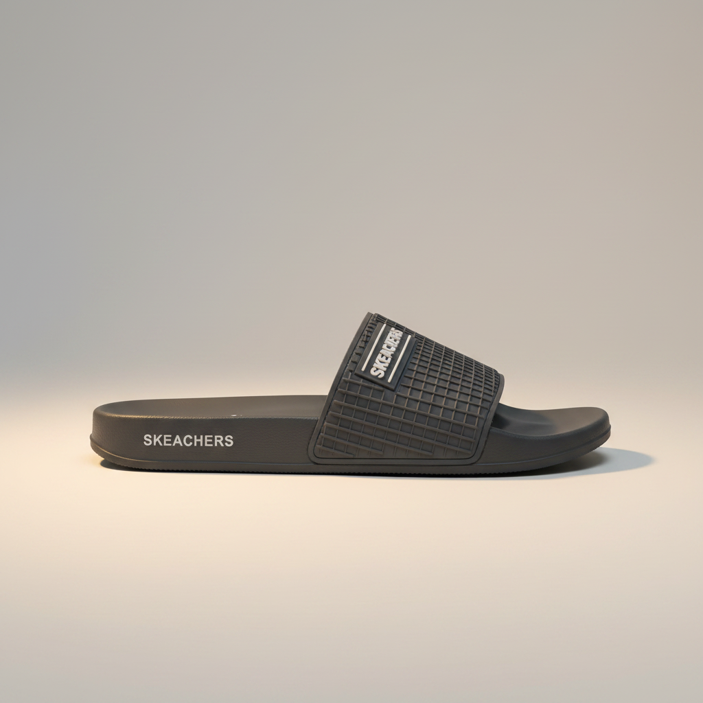 Skeachers Grey Slide Sandals