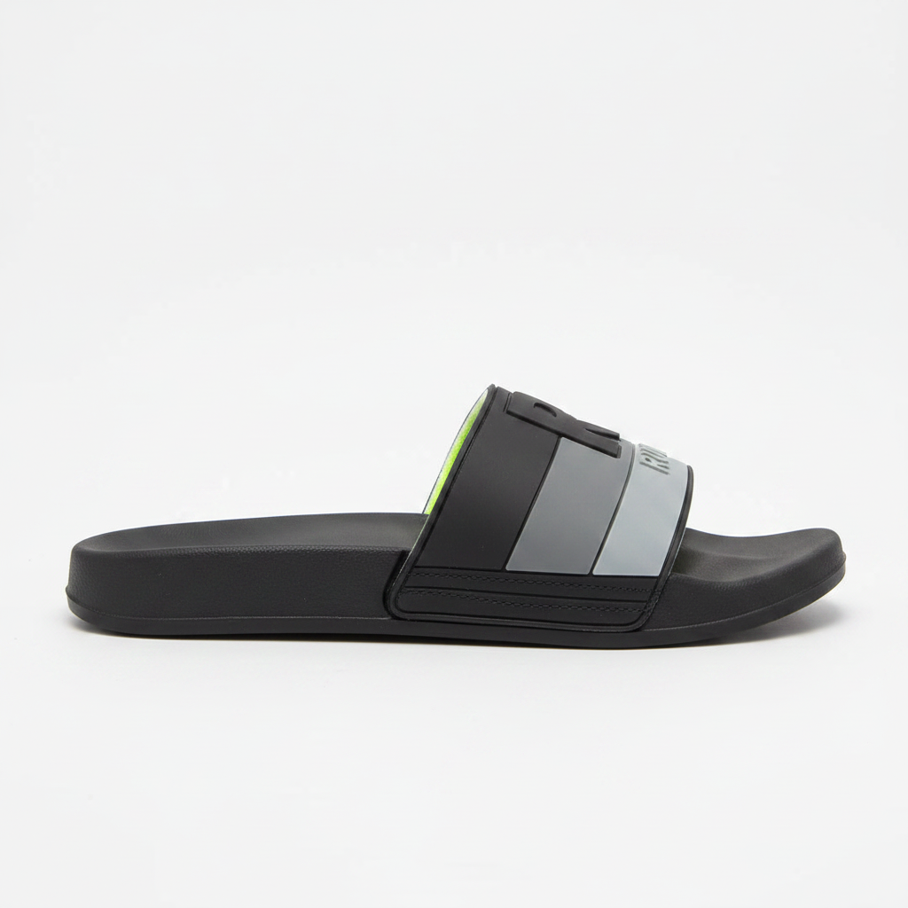 RUN. Slide Sandals - Black/Grey