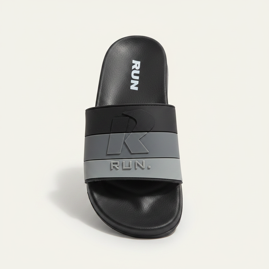 RUN. Slide Sandals - Black/Grey
