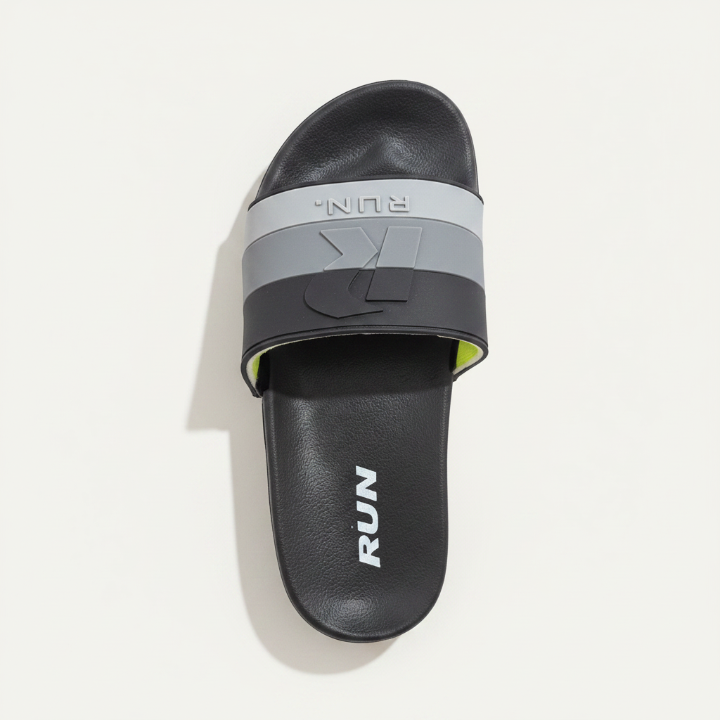 RUN. Slide Sandals - Black/Grey