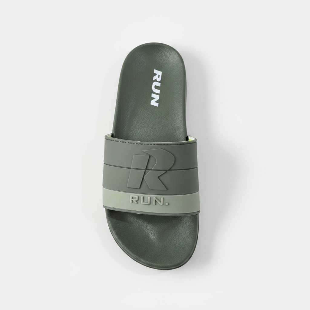 RUN. Slide Sandals - Olive Green